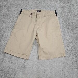 LON NYC Mens Khaki Chino Shorts Size 34 Tan Stretch Elastic Waist Casual 7890